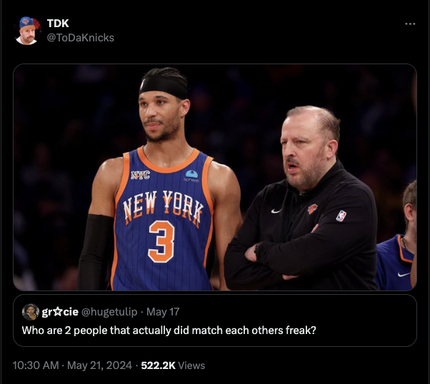 josh hart and tom thibodeau - Tdk Nyc New York 3 grcie May 17 Who are 2 people that actually did match each others freak? Views